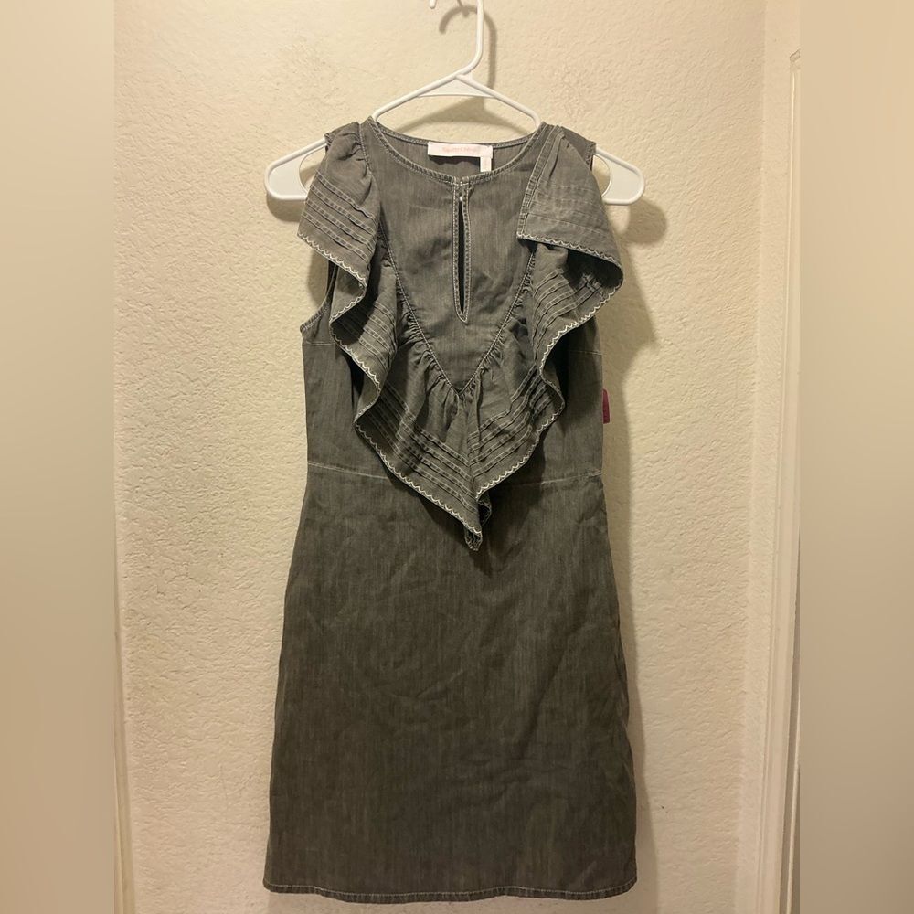 See By Chloe Gray Ruffle-Front Sleeveless Midi Dress size EUR 36
